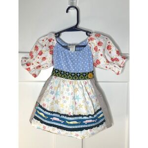 Matilda Jane Girls Mixed Print Kite Star Car Dress Size 2 T1524 Multicolored